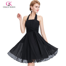 Grace Karin Halter Knee Length Chiffon Black Prom Dress CL2290-1